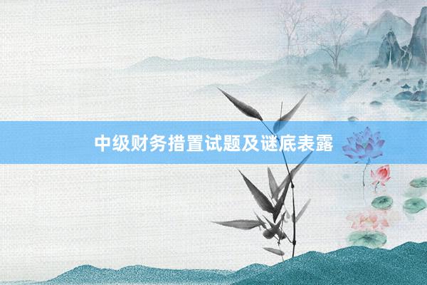 中级财务措置试题及谜底表露