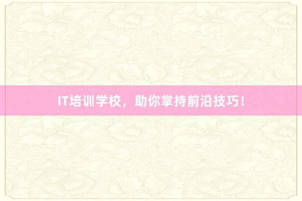 IT培训学校，助你掌持前沿技巧！