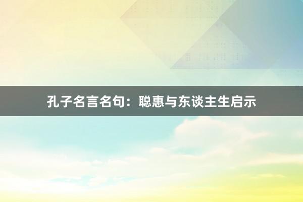 孔子名言名句：聪惠与东谈主生启示